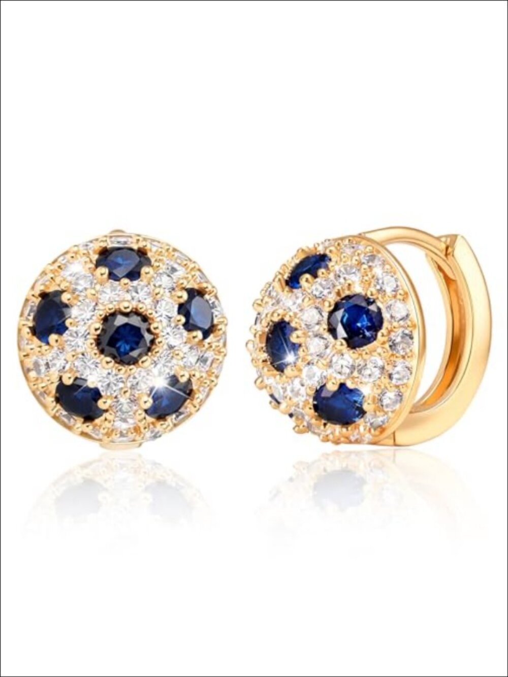 18K Gold Plated Cubic Zirconia Soccer Hoop Earrings for Women
